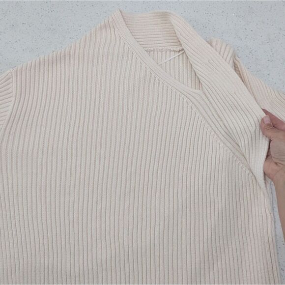 NWT Free People Beach Alba Sweater Tunic Mini Dress Cream Cotton Long Sleeve L - Picture 6 of 11